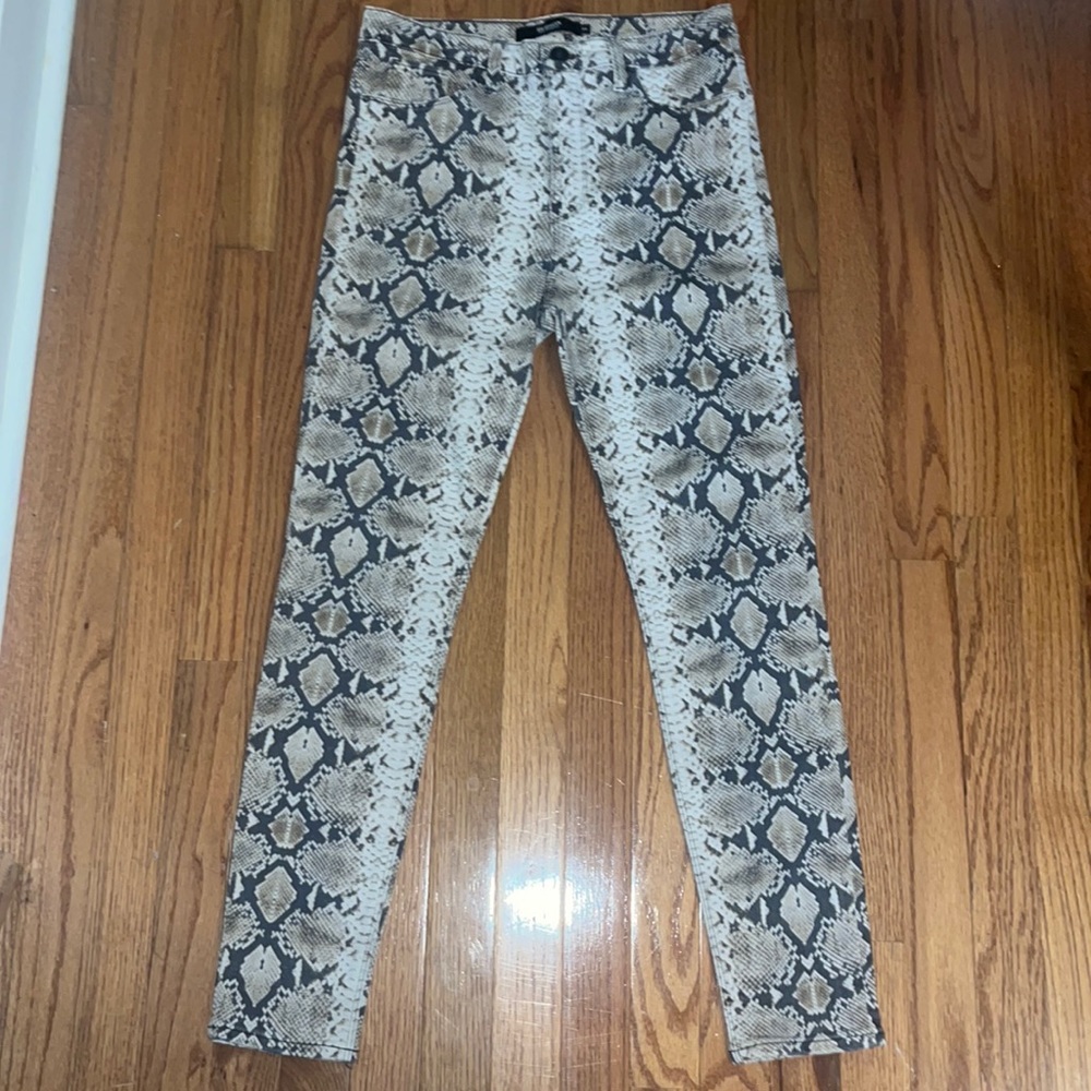 Women’s Hudson Barbara Super Skinny snakeskin print jeans Size 29 Dk Brown Cream - Picture 3 of 13